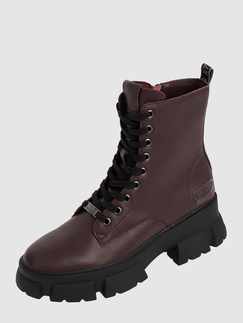 Boots aus Leder Modell 'Tanker' in bordeaux rot