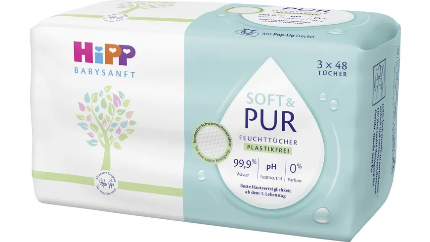 HIPP Babysanft Tücher Soft & Pur 3x48