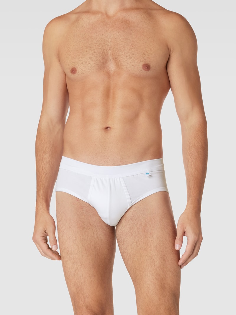Slip mit Teilungsnähten Modell 'Long Life Cotton Midi-Slip' in weiß