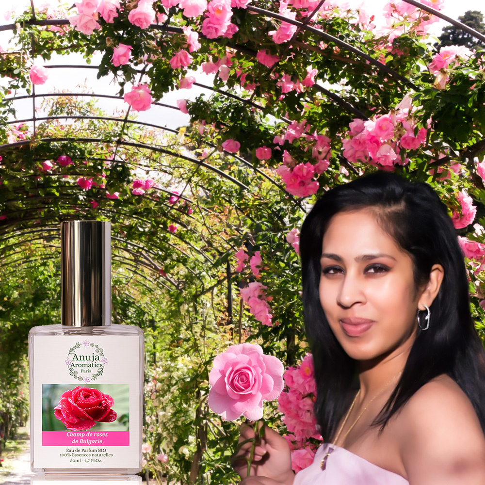 anuja aromatics Champ de Roses de Bulgarie Eau de Parfum Bio aux Essences 100 % Naturelles