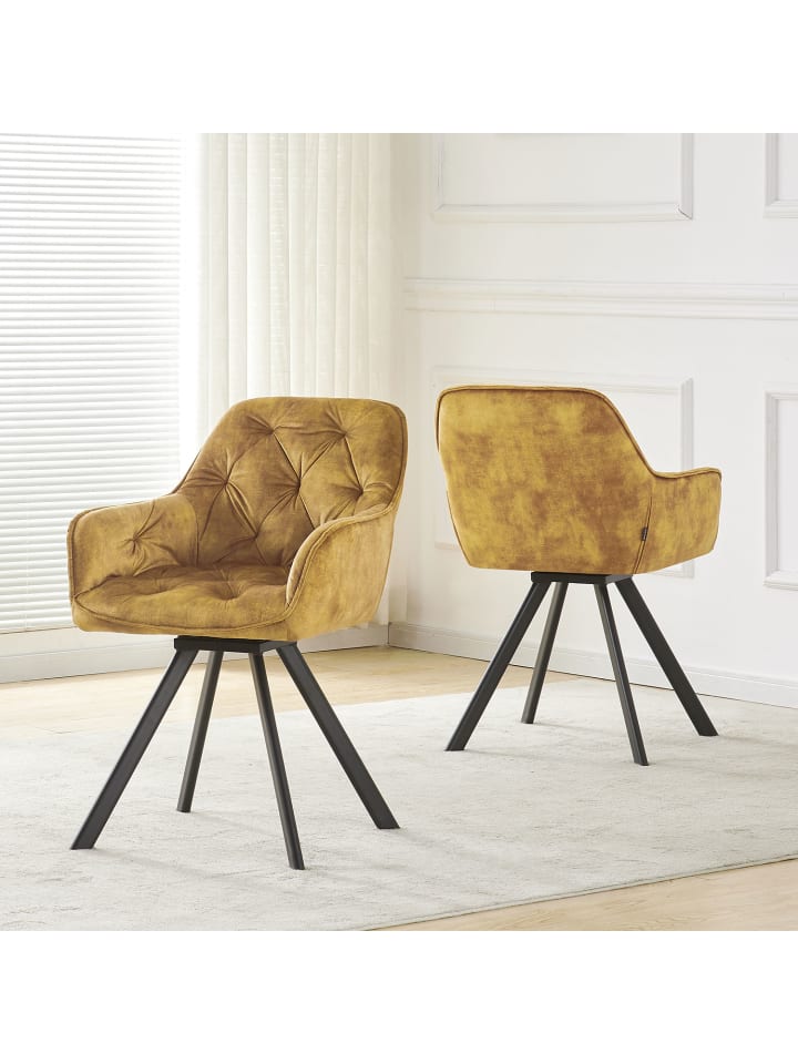 B&D Home 2er-Set: Drehstuhl DIETER in Gelb - (B)56 x (H)84 x (T)61 cm günstig kaufen onesize