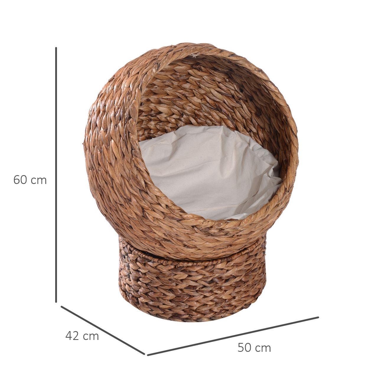 PawHut Rattan Katzenkorb Katzenhöhle Katzenbett mit Kissen Hellbraun