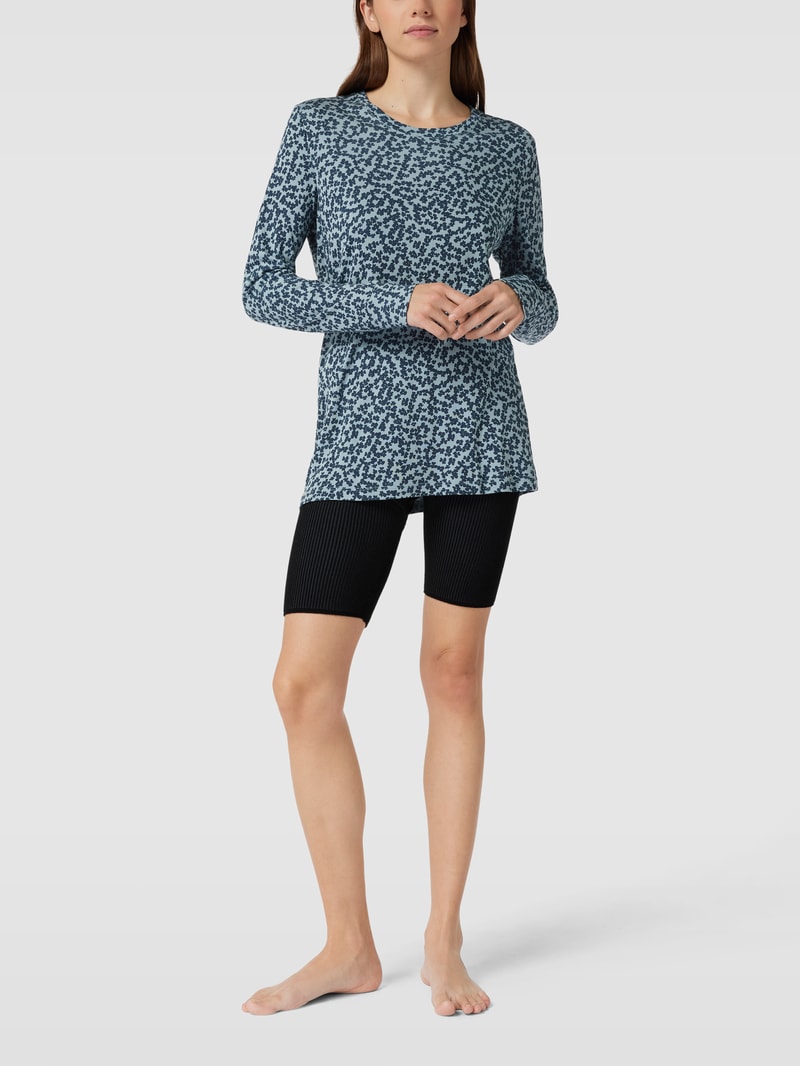 Comfort Fit Pyjama-Oberteil mit Allover-Muster in dunkelblau