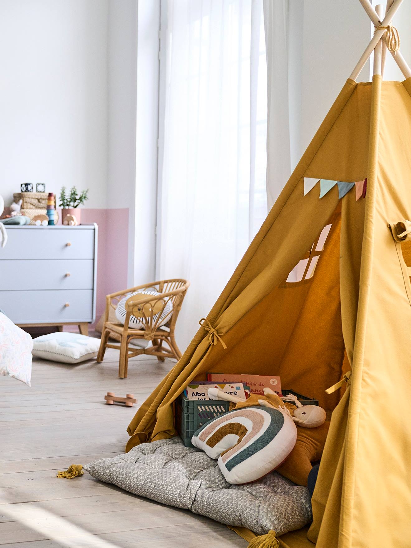 Vertbaudet Kinder Spielzelt, Tipi FALKE - wollweiß