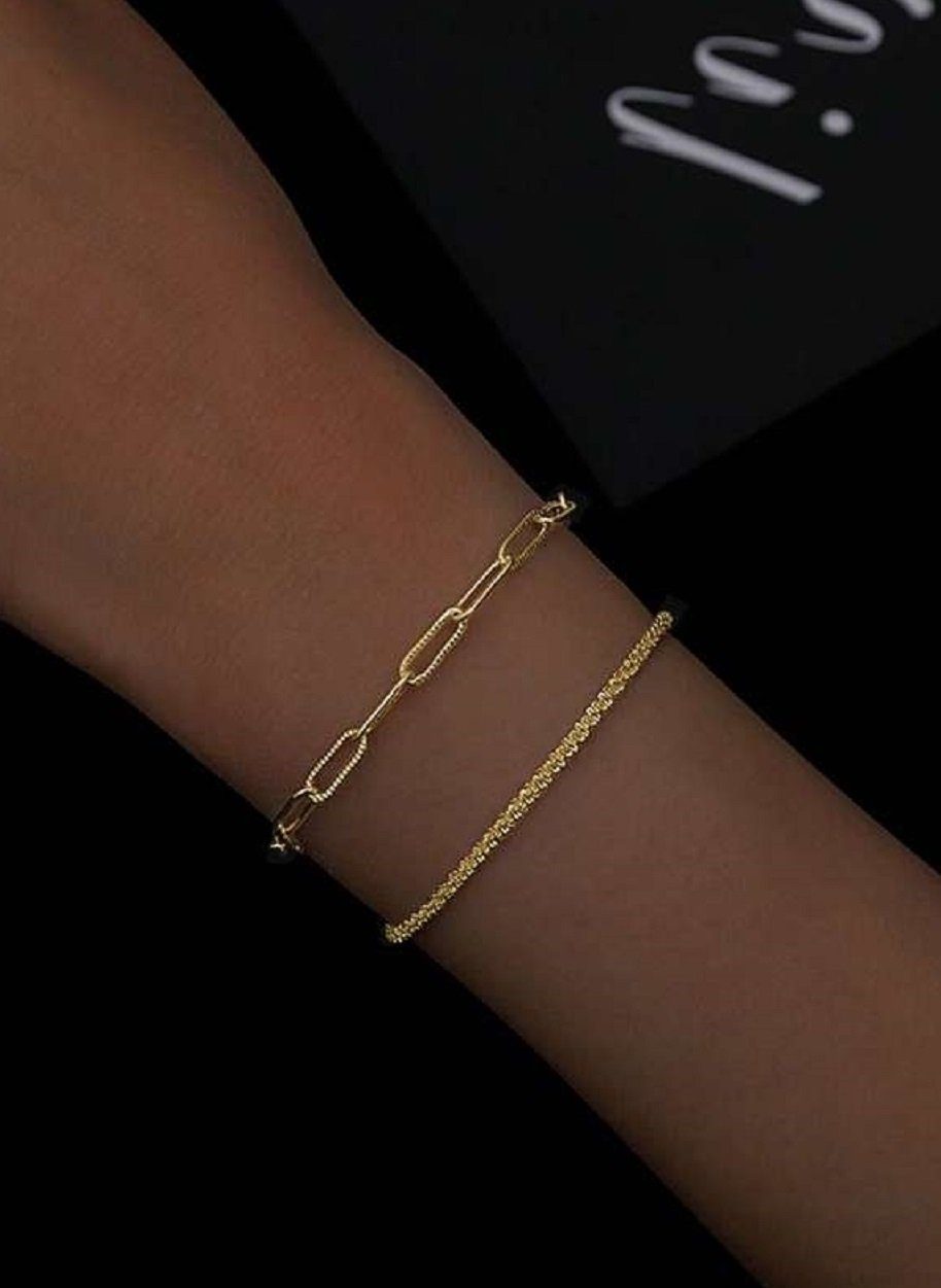 ENGELSINN Armketten Set Gold Armband Set Kettenarmband Damen Frauen (2-tlg), Bestseller