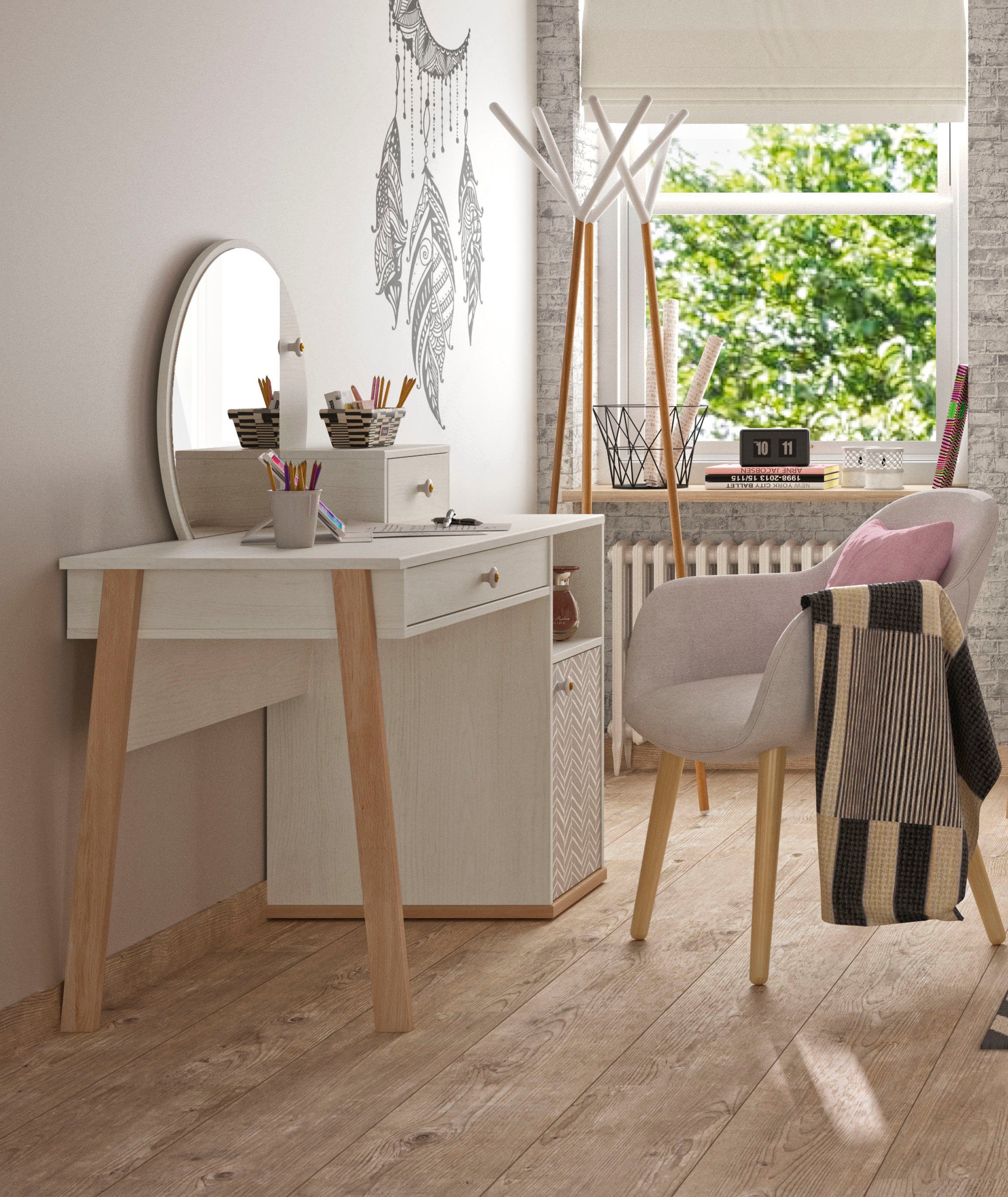 Gami Jugendzimmer-Set Alika, (Set, 2-St., Schreibtisch und Spiegel), Schreibtisch-Set