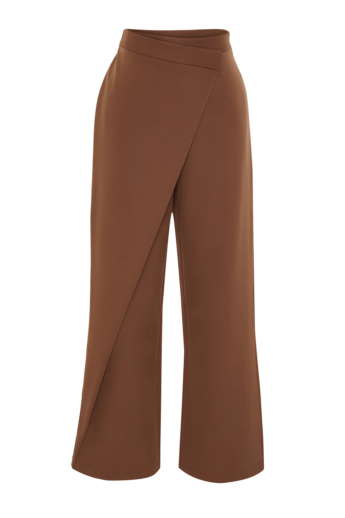 Trendyol Collection  Braune Webhose mit weitem Bein und Kreuzverschluss-Detail TWOSS24PL00092
