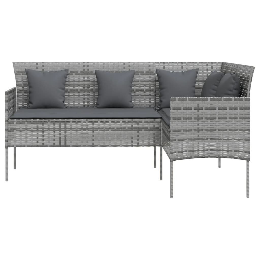 vidaXL Loungesofa Sofa in L-Form mit Kissen Poly Rattan Grau, 1 Teile