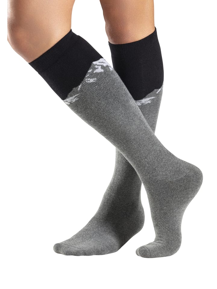 H.I.S Skistrümpfe in 1x schwarz/ grau meliert, 1x grau meliert/ schwarz günstig kaufen