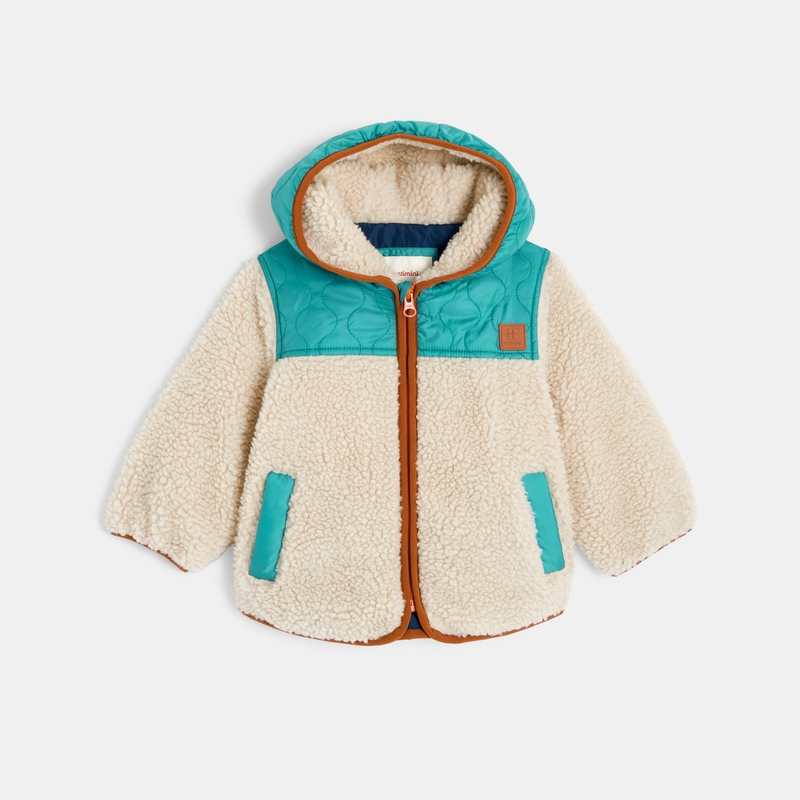 Veste sherpa bébé zippée à capuche blanc Catimini