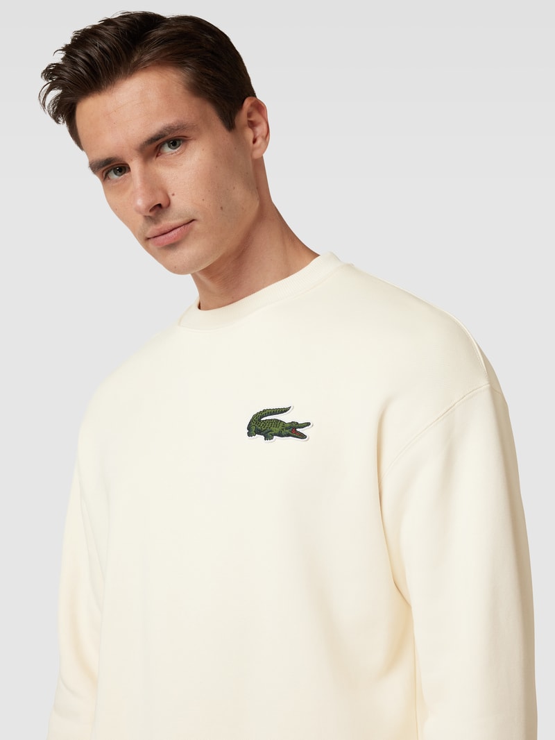 Sweatshirt mit Logo-Stitching in offwhite