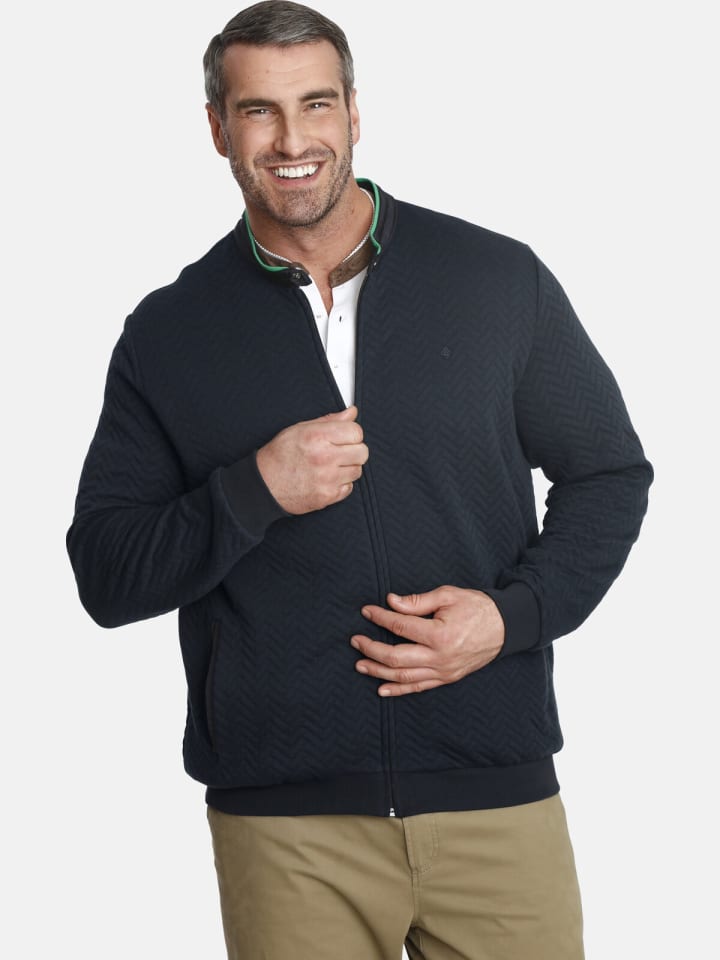 Charles Colby Sweatjacke ANNTHONY in dunkelblau günstig kaufen 3XL