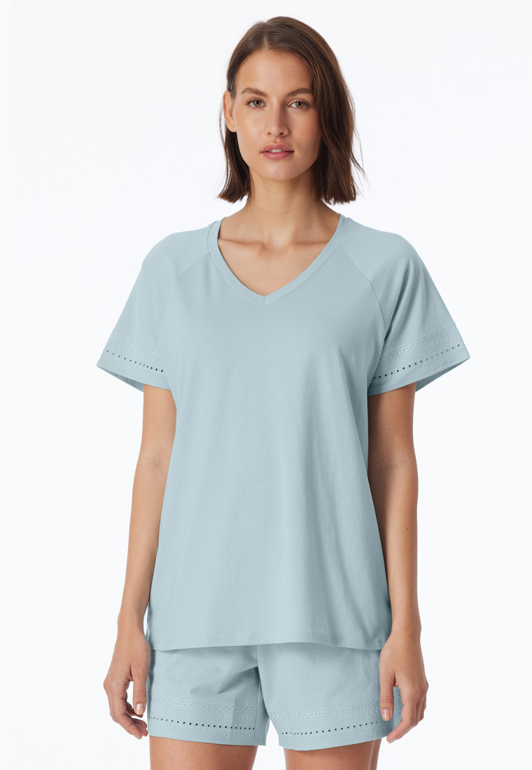 Shirt kurzarm Lochstickerei bluebird - Mix+Relax