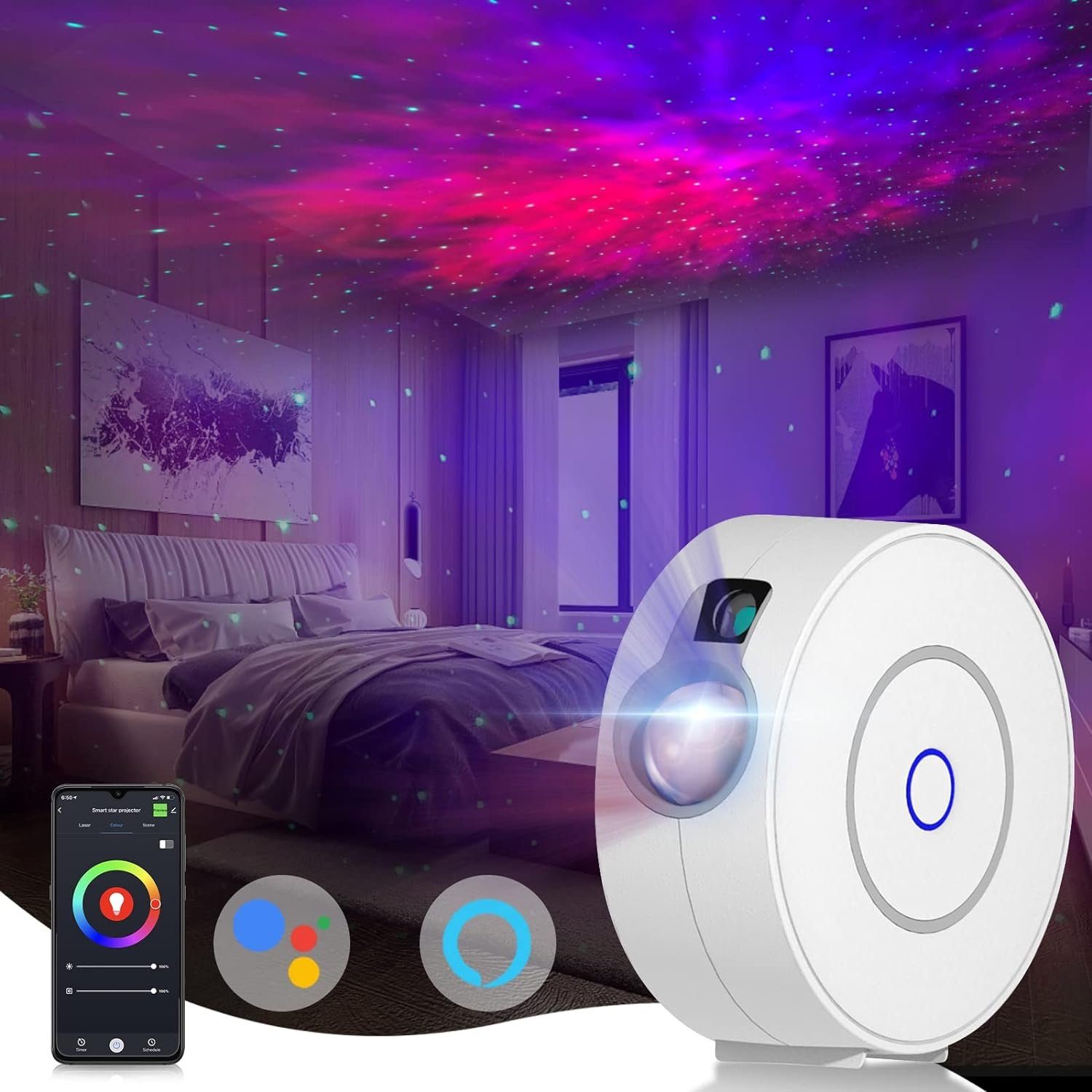 KREATE Projektionslampe Projektionslampe LED Nachtlicht Sternenhimmel, Sternenhimmelfarbe, Bunt, einfarbig, Langlebiger wiederverwendbarer Sternenlichtprojektor