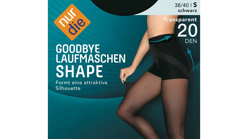 NUR DIE Damen figurformende Feinstrumpfhose Goodbye Laufmaschen 20 DEN schwarz