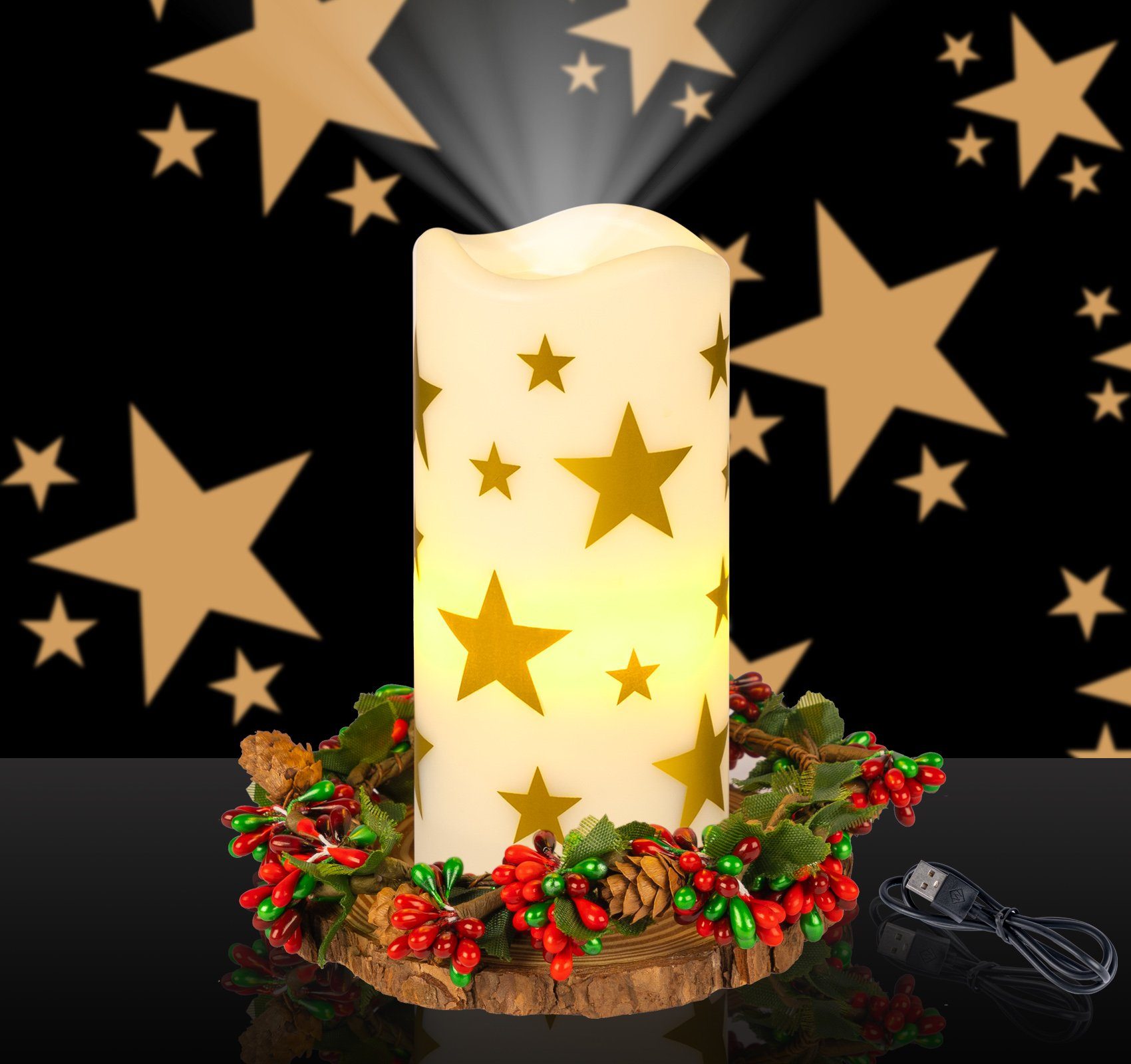 Homewit Weihnachtsbaum Topper beleuchtet, LED Baumspitze Projektor LED-Beamer