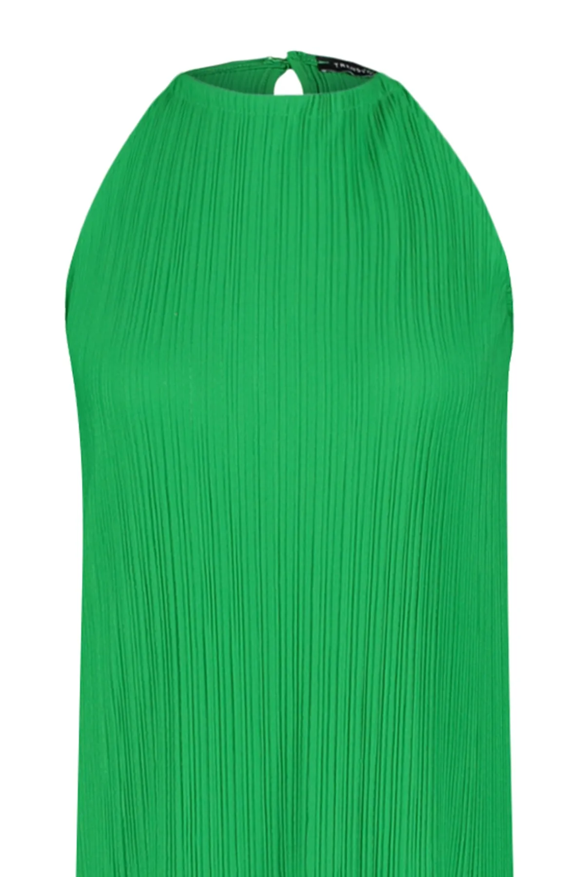 Trendyol Collection  Grünes Etuikleid/einfarbiges, ärmelloses Midi-Strickkleid mit Falten TWOSS23EL00752