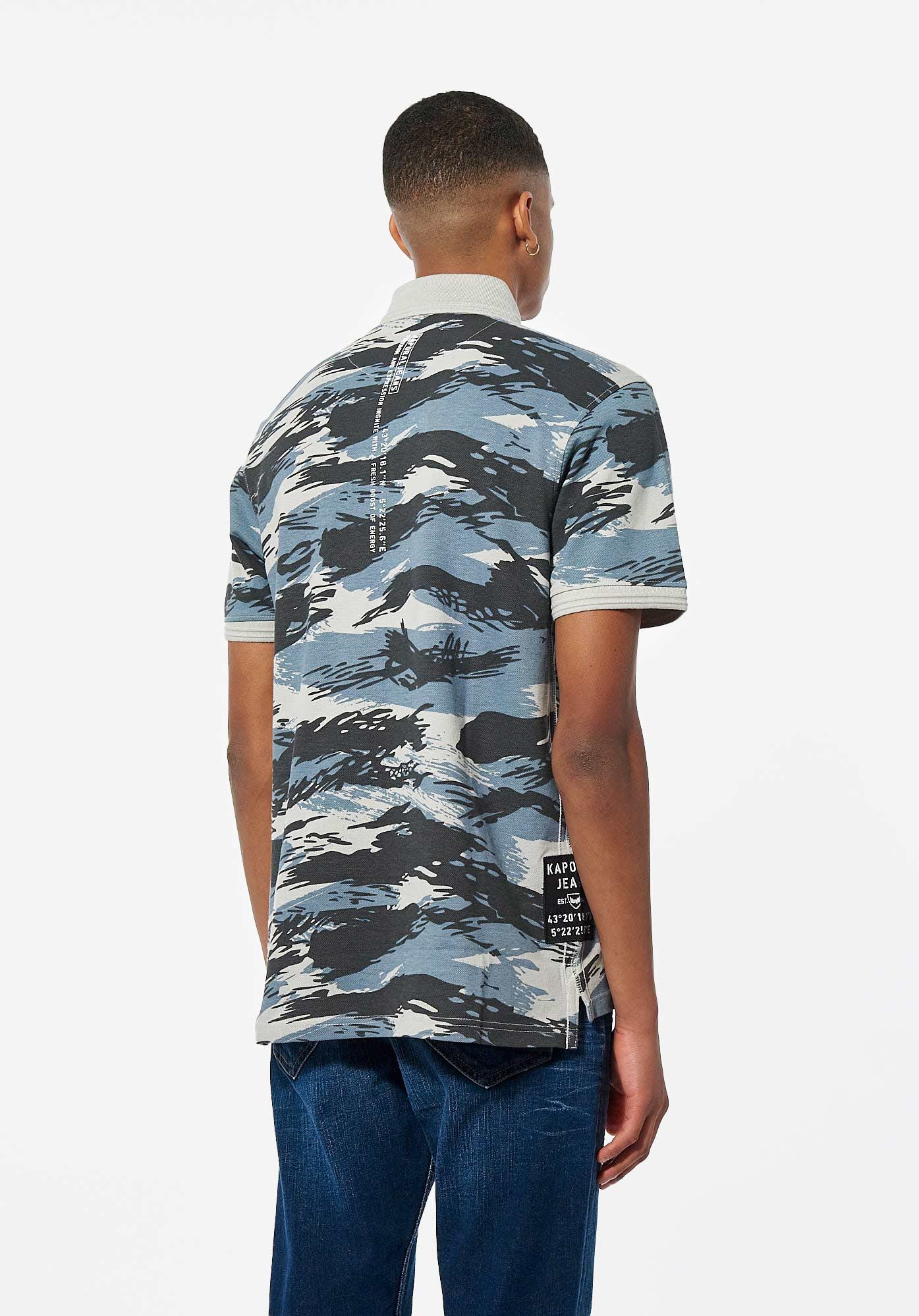 MAYER  Polo camouflage bleu Homme en 100% coton