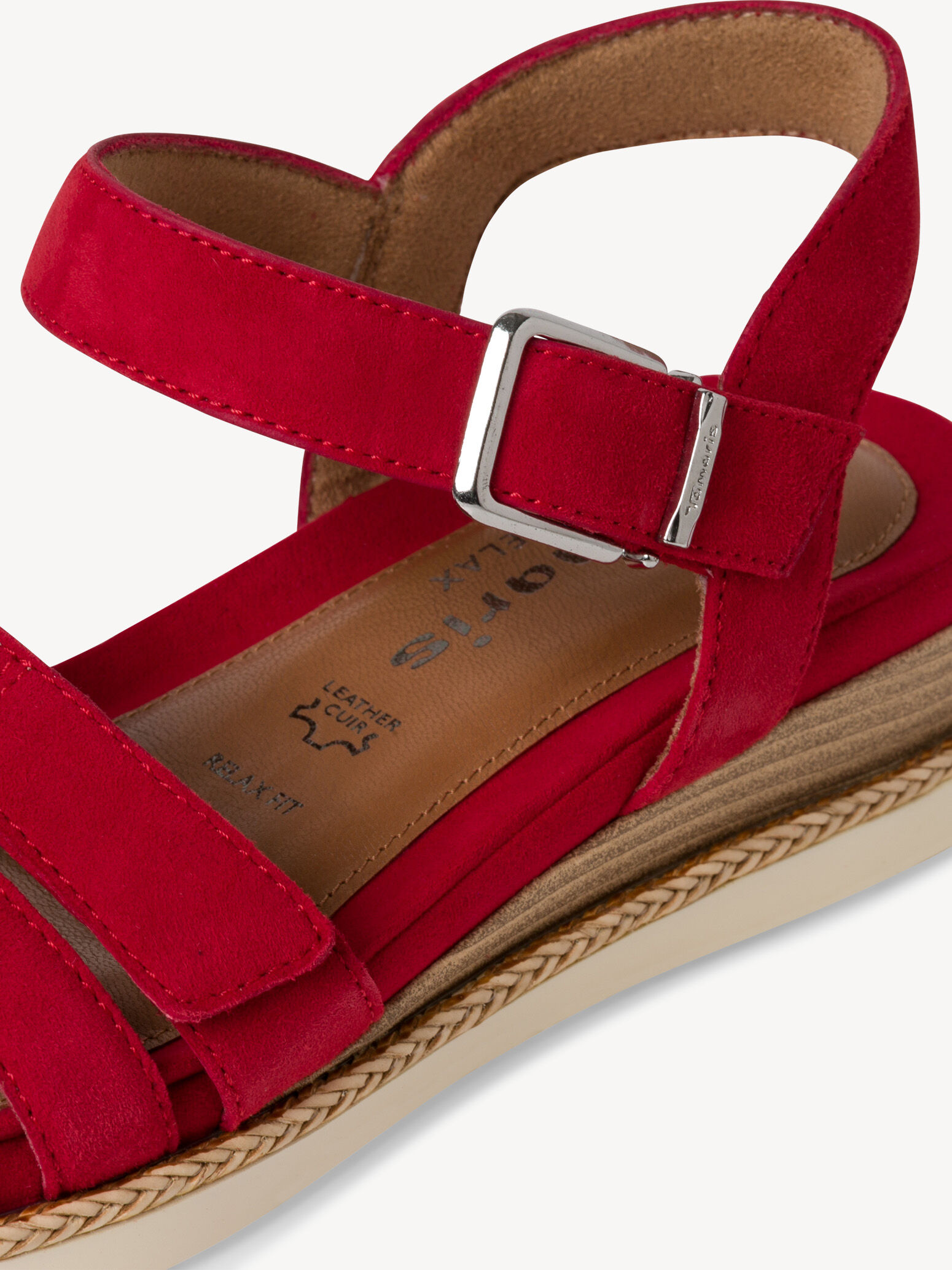 Sandale à talon en cuir - rouge