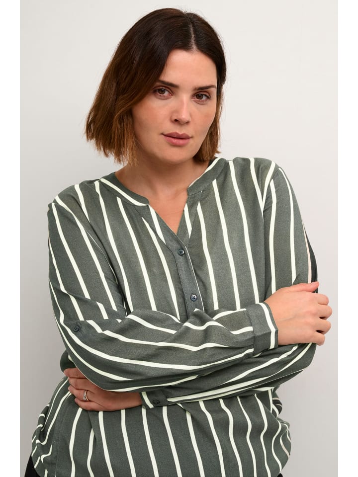 KAFFE curve Langarm-Bluse KCsida in Garden Topiary/Turtledove Str. günstig kaufen