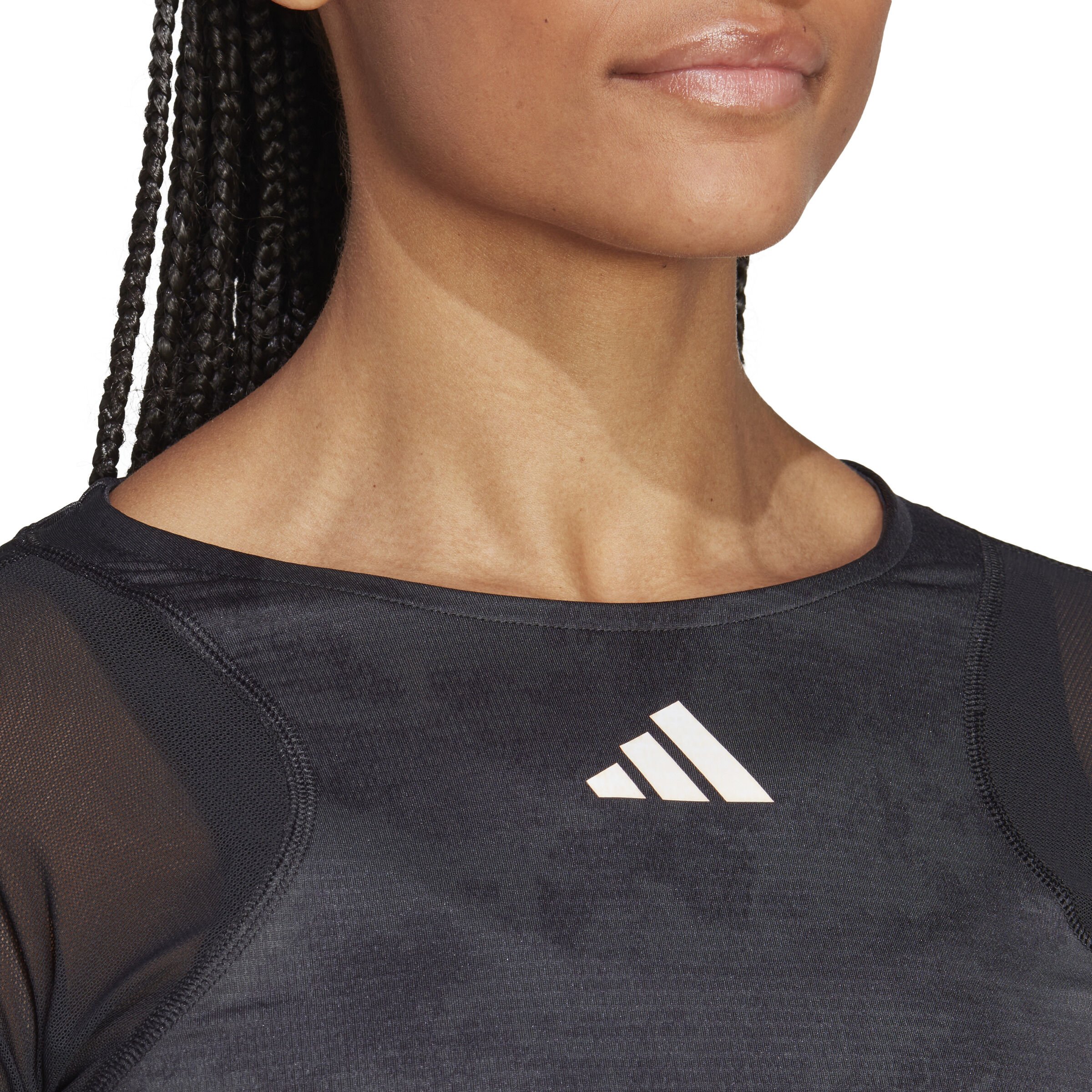Paris Crop Longsleeve Damen - Dunkelgrau, Schwarz