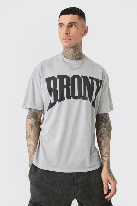 Tall graues T-Shirt mit Bronx Print