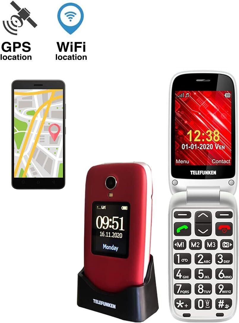 Telefunken S560 Klapptelefon SOS-Taste UKW Ladestation 64GB rot Seniorenhandy (2,8 Zoll, 64 GB Speicherplatz)