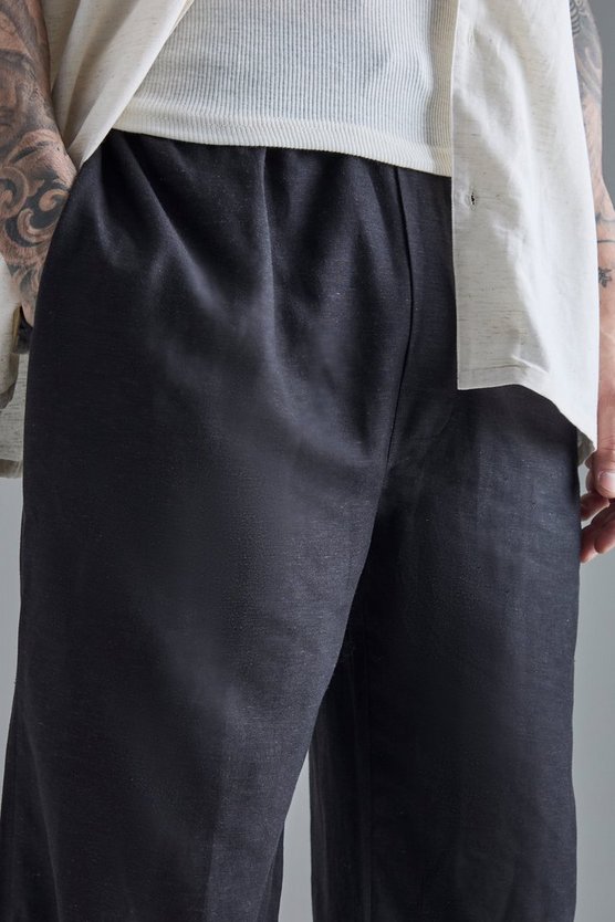 Tall lockere Leinen-Hose mit elastischem Bund