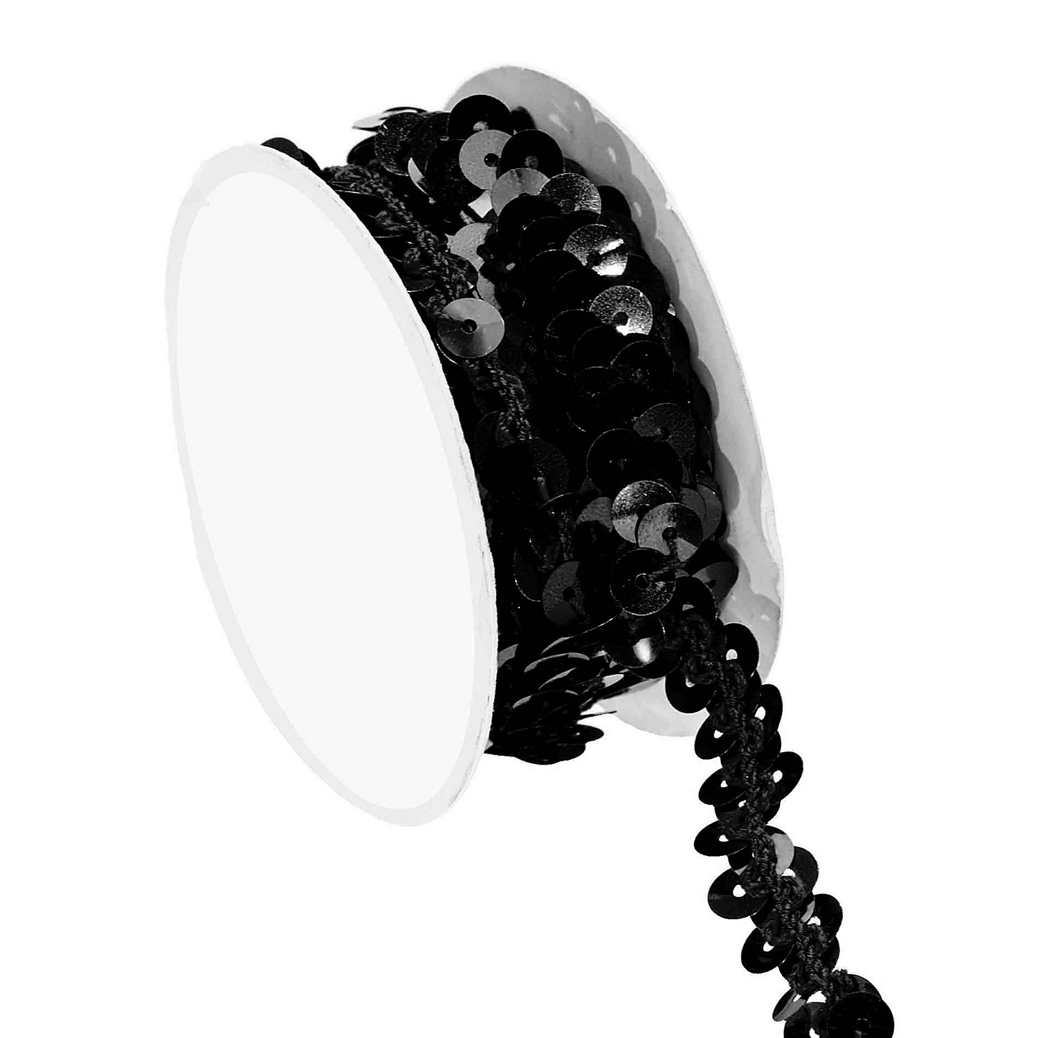 Elastik-Paillettenband, schwarz, Breite: 10 mm, Länge: 3 m
