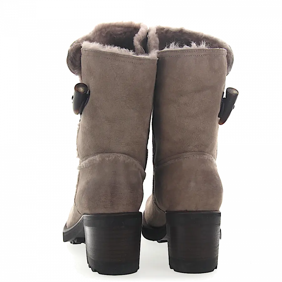 ROSS B. - Stiefel Kalbsleder Lammfell Finished grau - grau