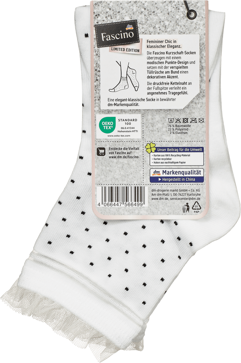 Socken mit Punkten weiß Gr. 39-42, 1 St