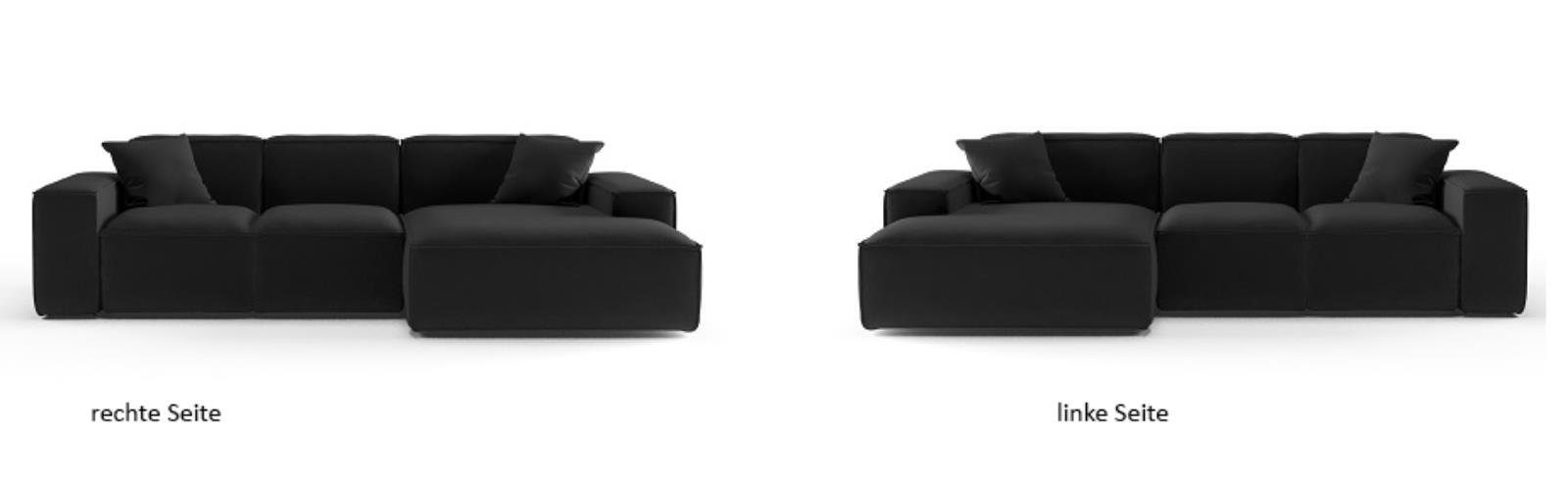 Beautysofa Ecksofa Lugano mini, L-form Ecke, im modernes Design, 266 cm Polsterecke für Wohnzimmer, mit Wellenfedern