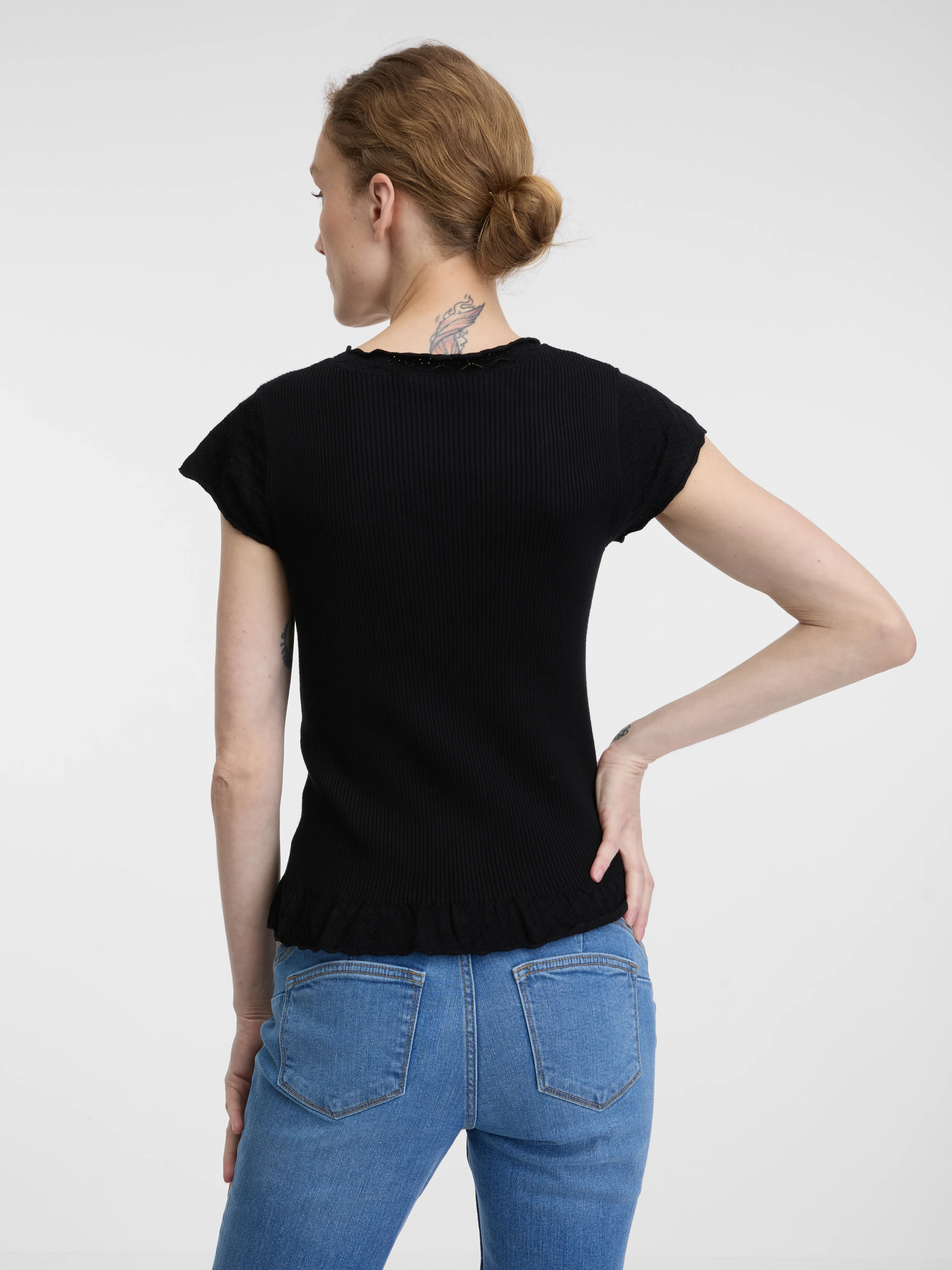 Schwarzes Damen Kurzarm-T-Shirt ORSAY
