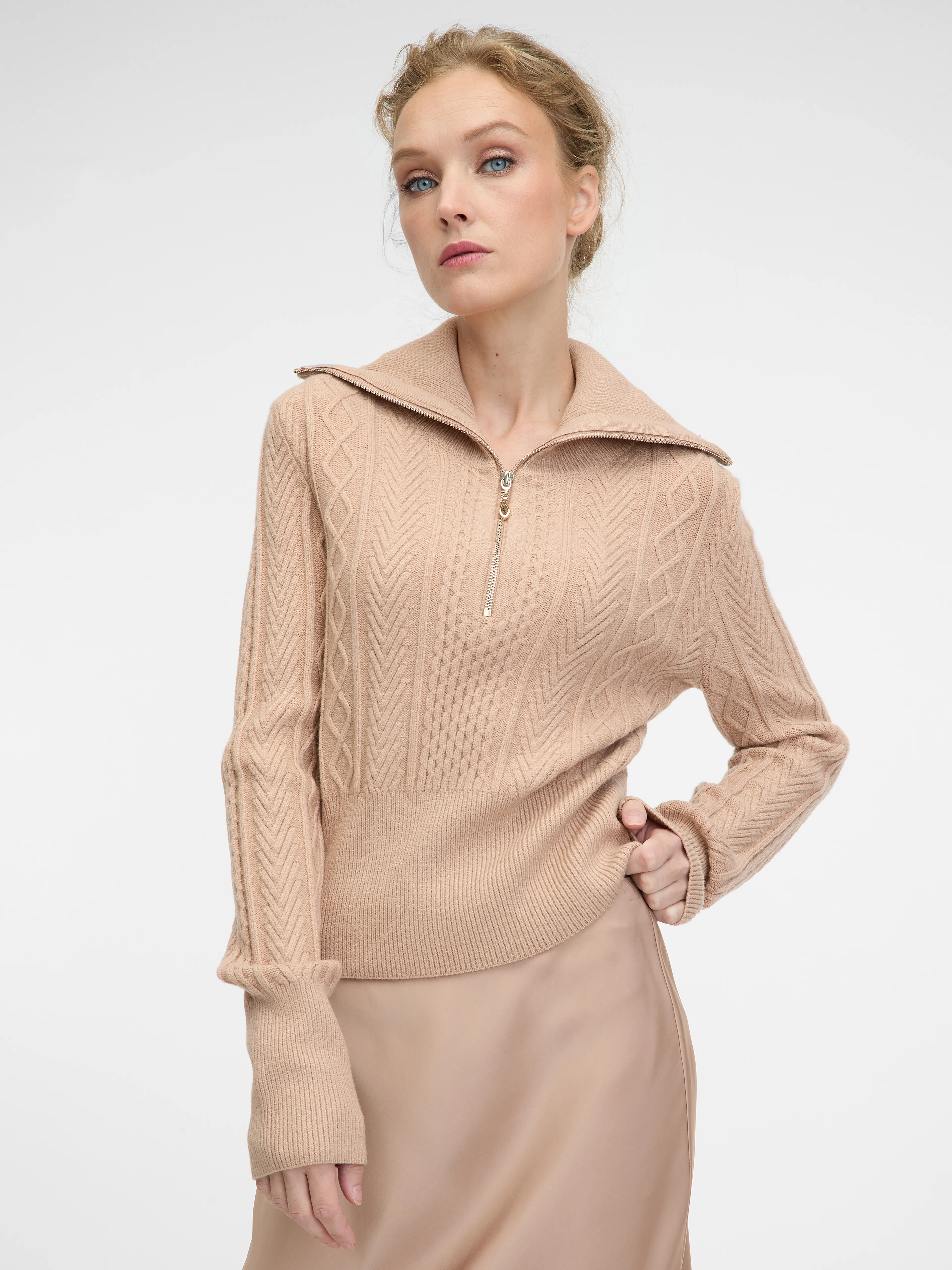 Beigefarbener Damen-Midirock ORSAY