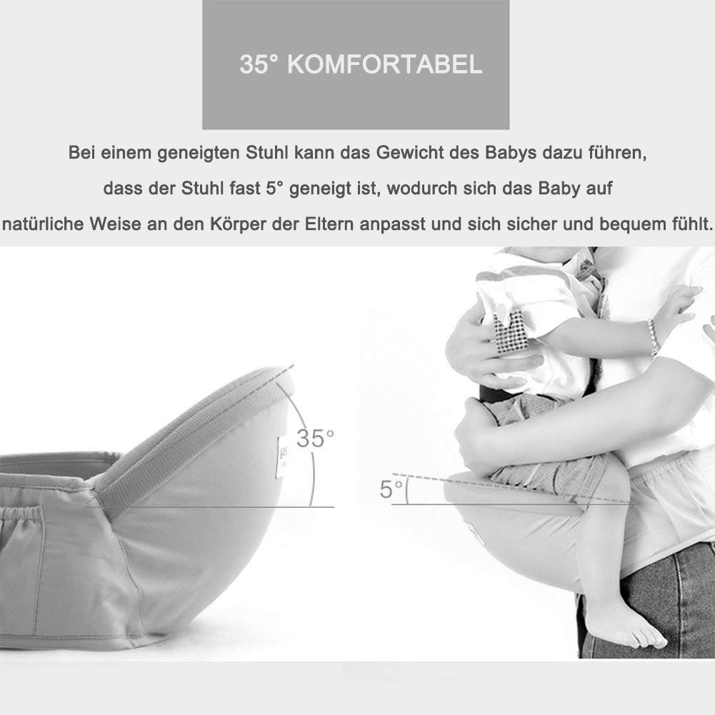 Einemgeld Bauchtrage Baby Hüftsitzträger, mit abnehmbar Tasche Tragehilfe,Einstellbar,360g