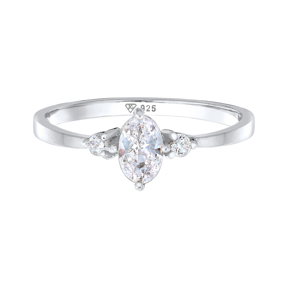 Elli Elli Bague Femmes Bague de fiançailles Ovale avec Cristal de Zirconium en Argent  Bague