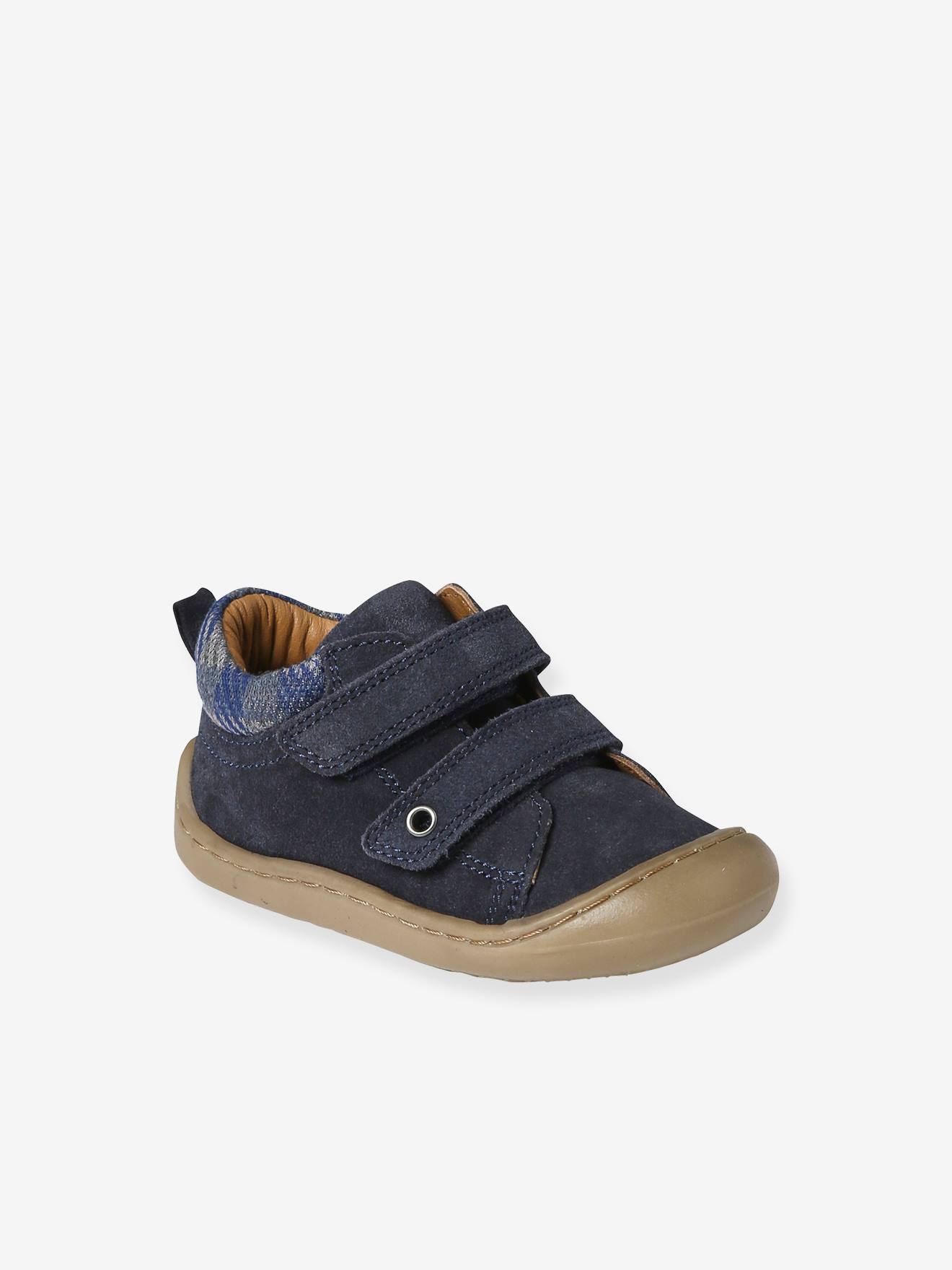 Bottillons scratchés cuir souple bébé premiers pas bleu