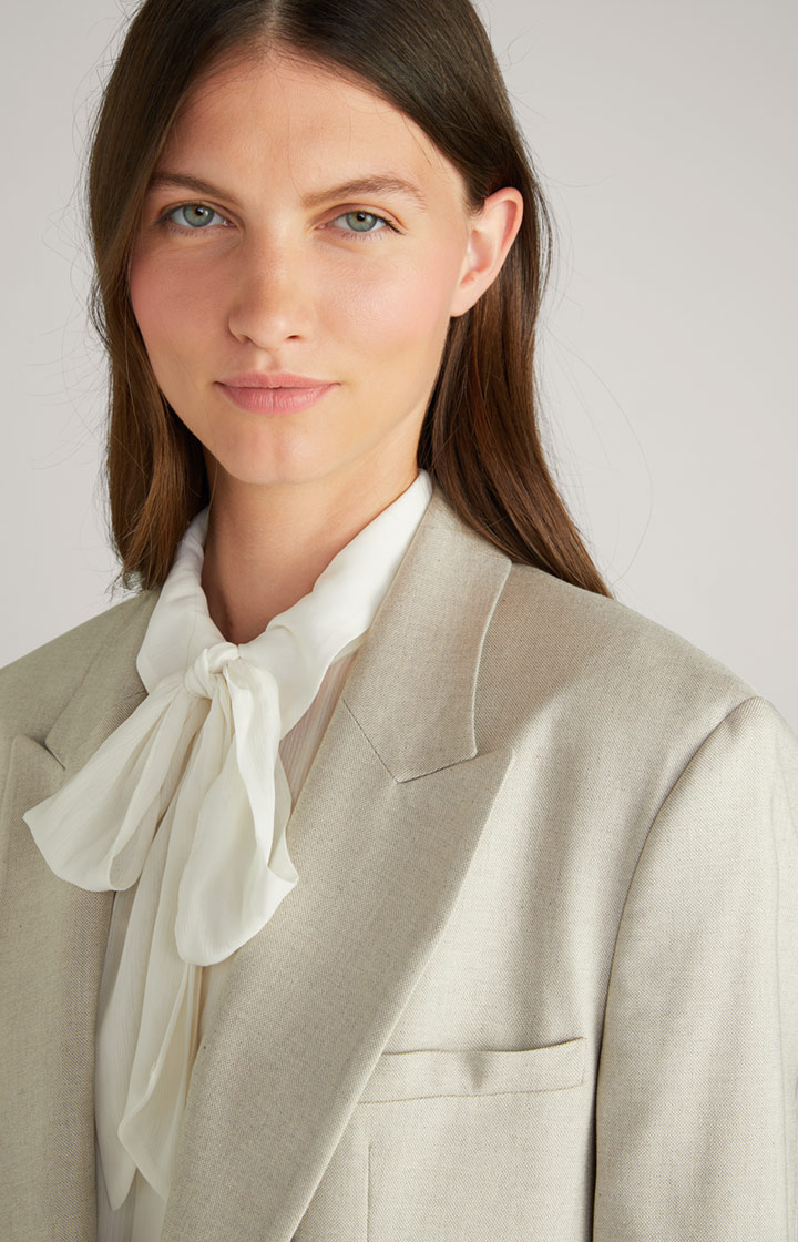 Jersey-Long-Blazer in Hellbeige meliert