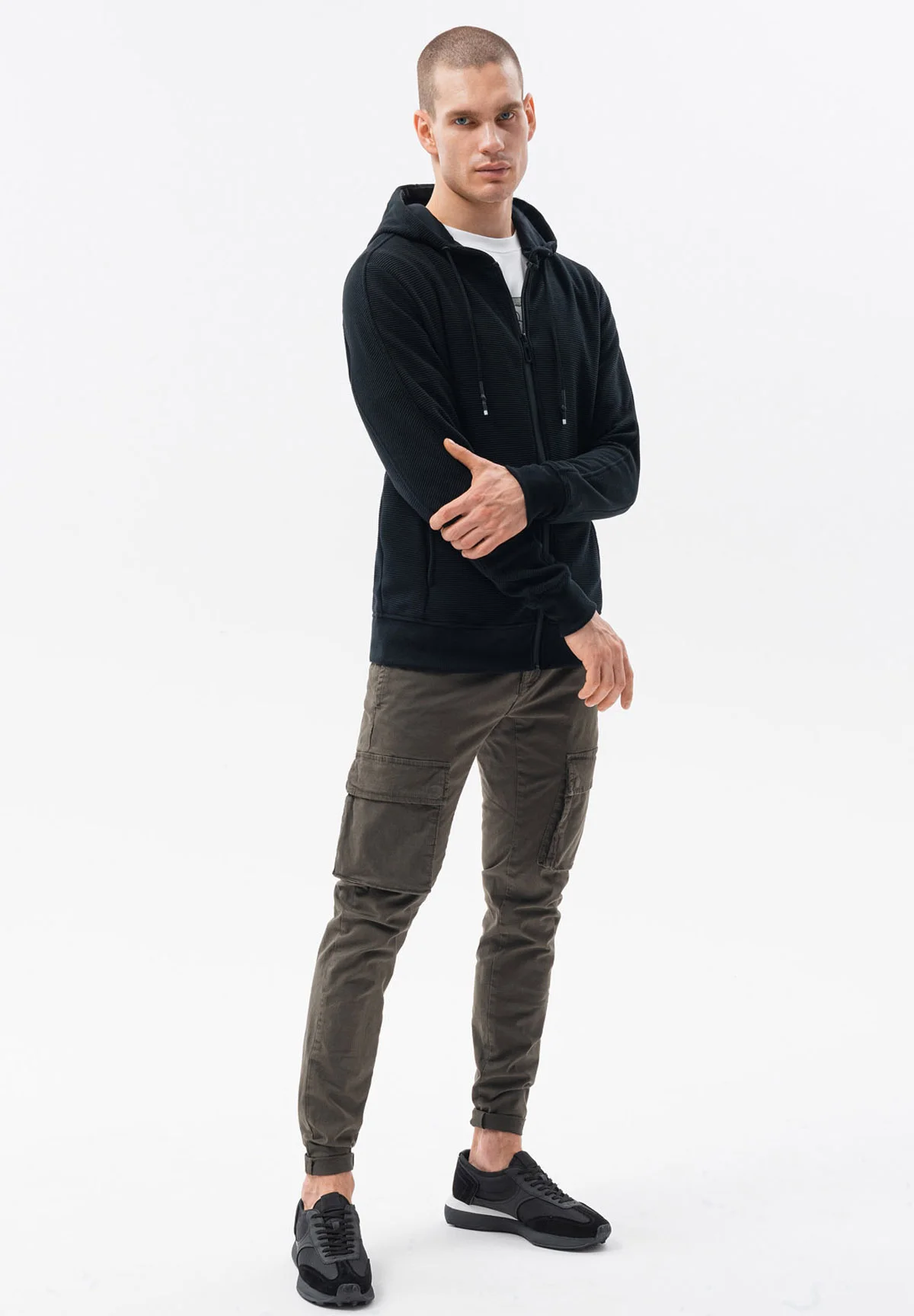 Sudadera con capucha y cremallera ombré