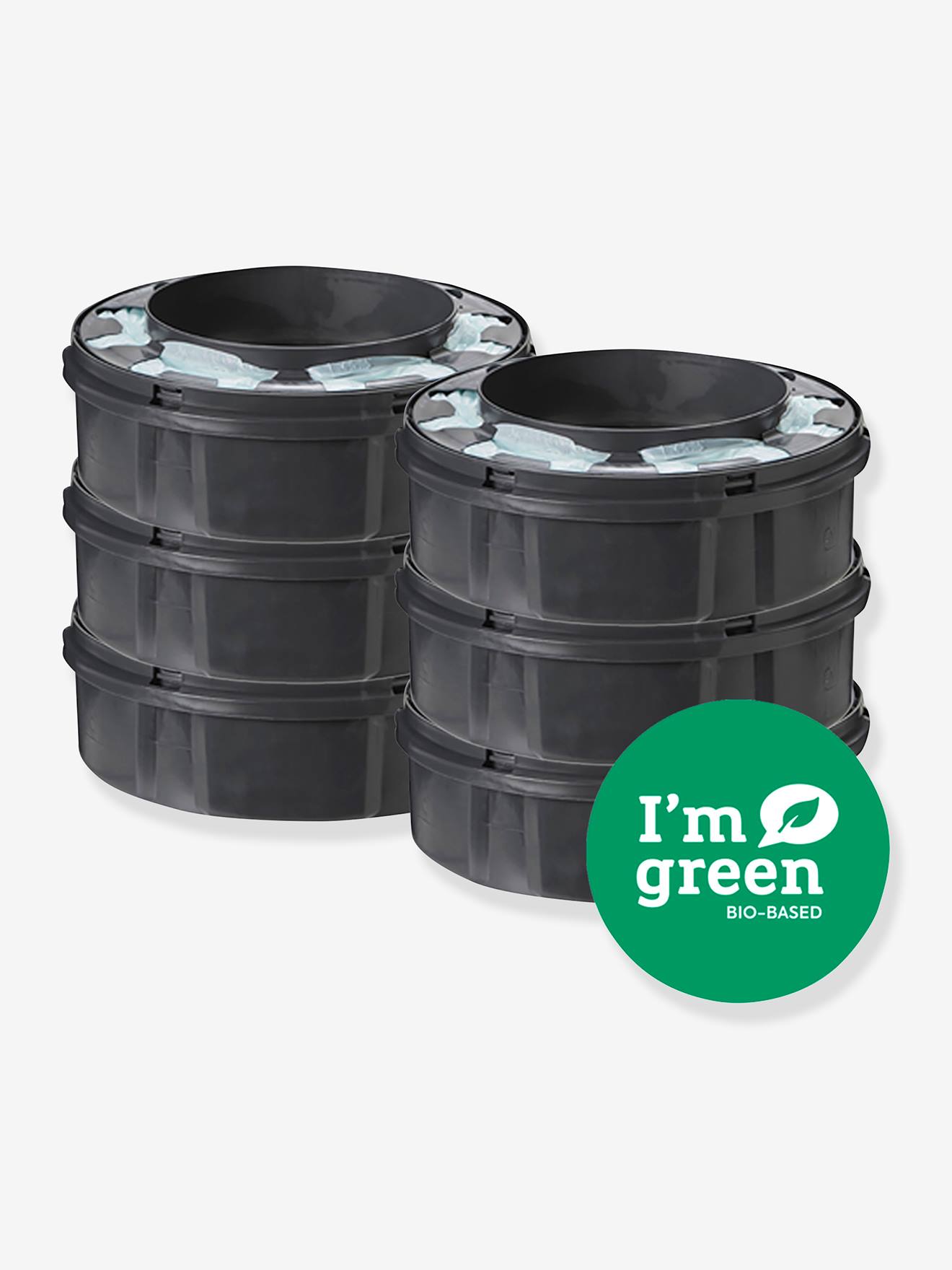 Lot de 6 recharges pour poubelles à couches Tec et Twist & Click TOMMEE TIPPEE Sangenic en plastique recyclé gris