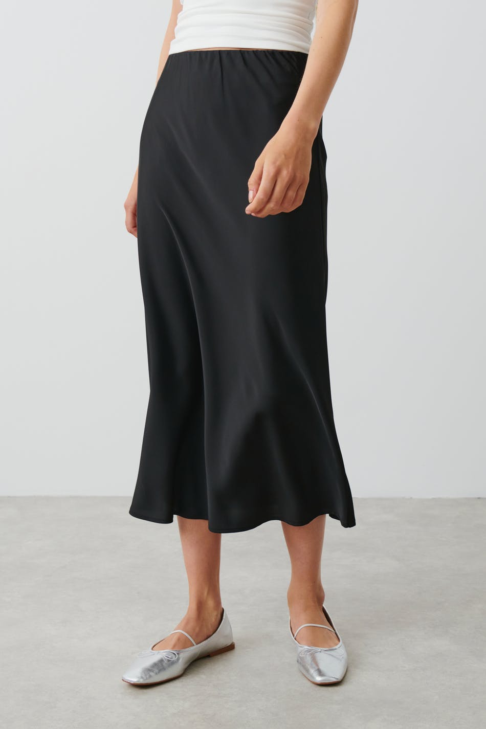 Satin midi skirt