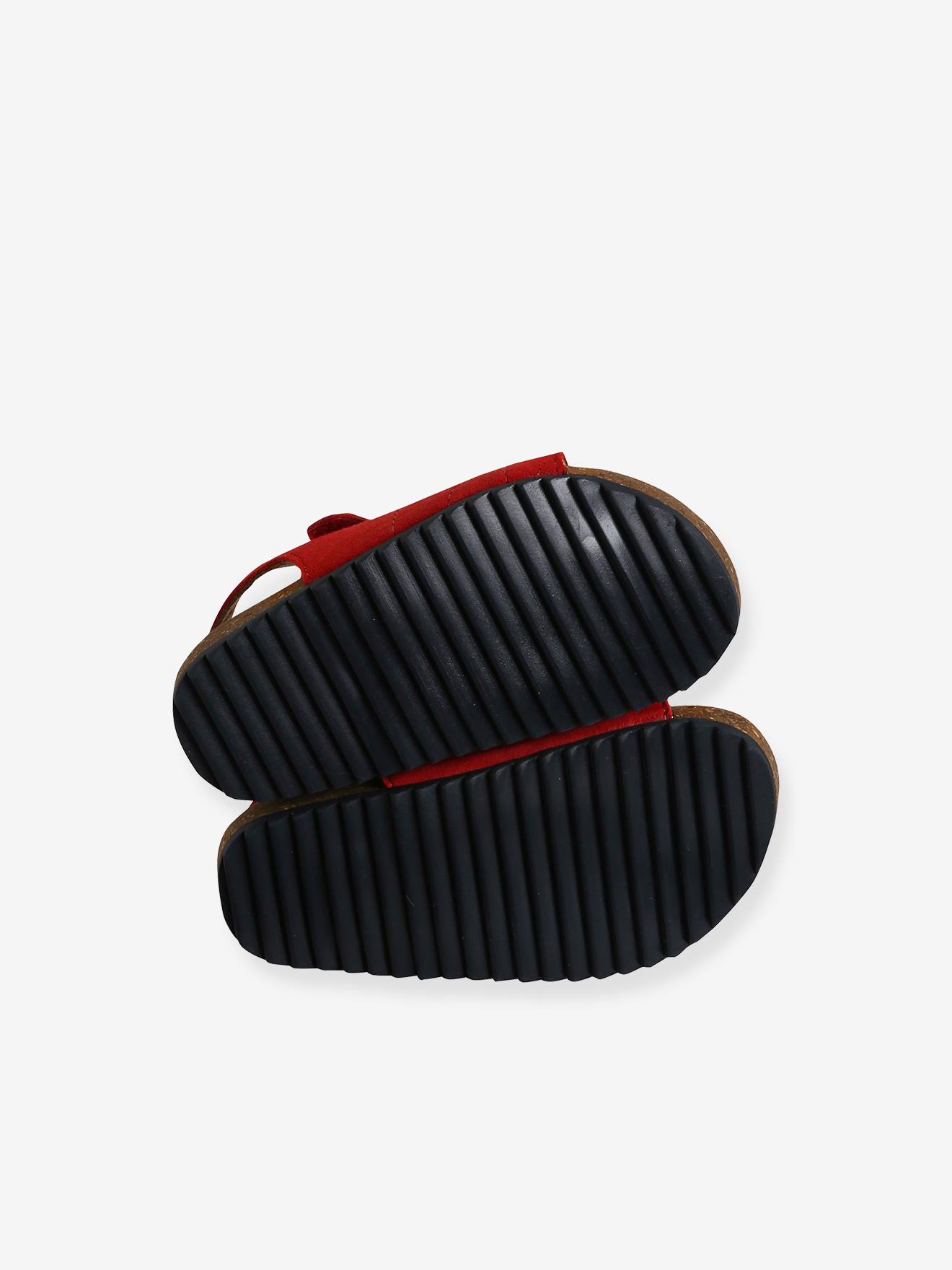 Sandales scratchées en cuir bébé garçon rouge