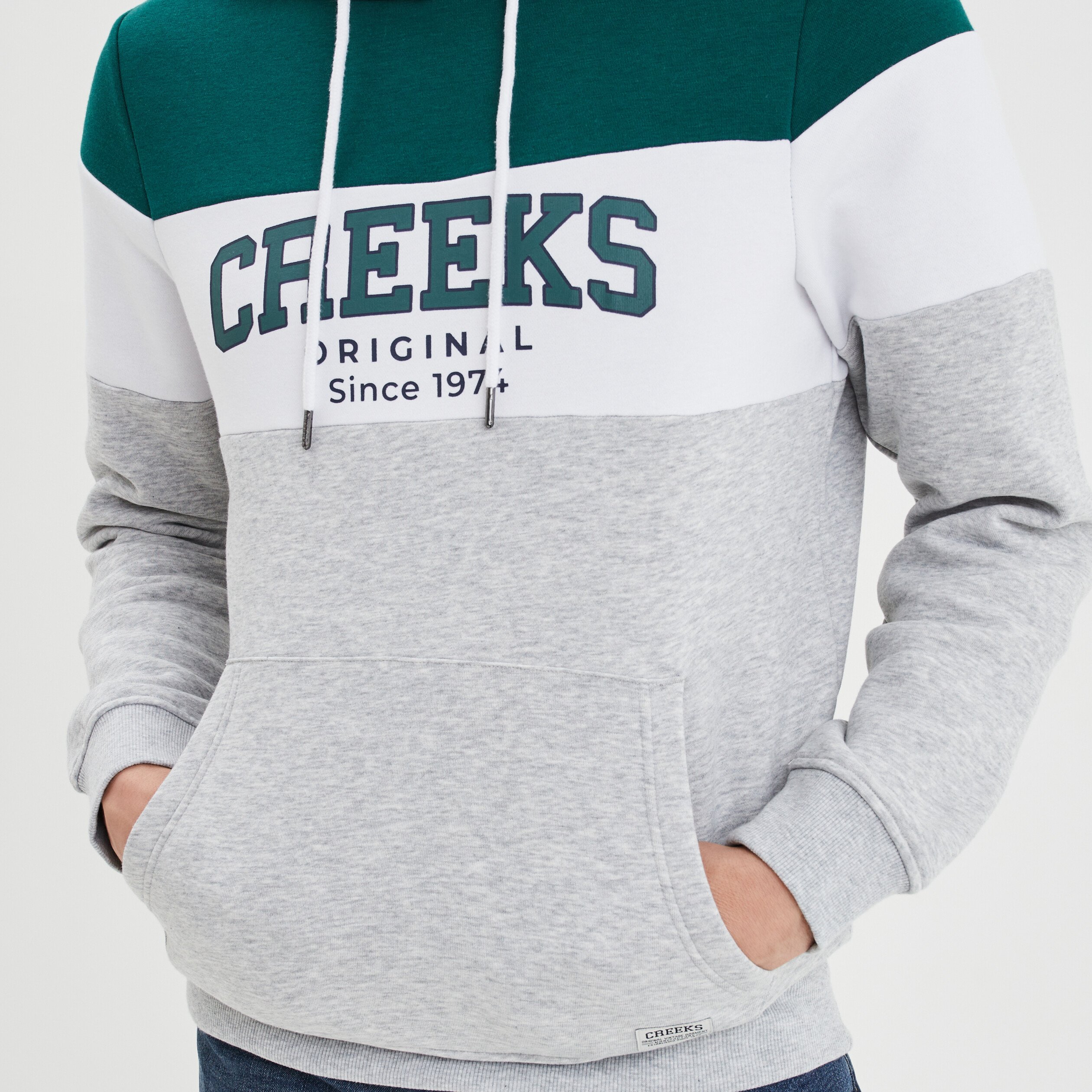 Sweat droit à capuche hoodie Creeks vert foncé homme | La Halle
