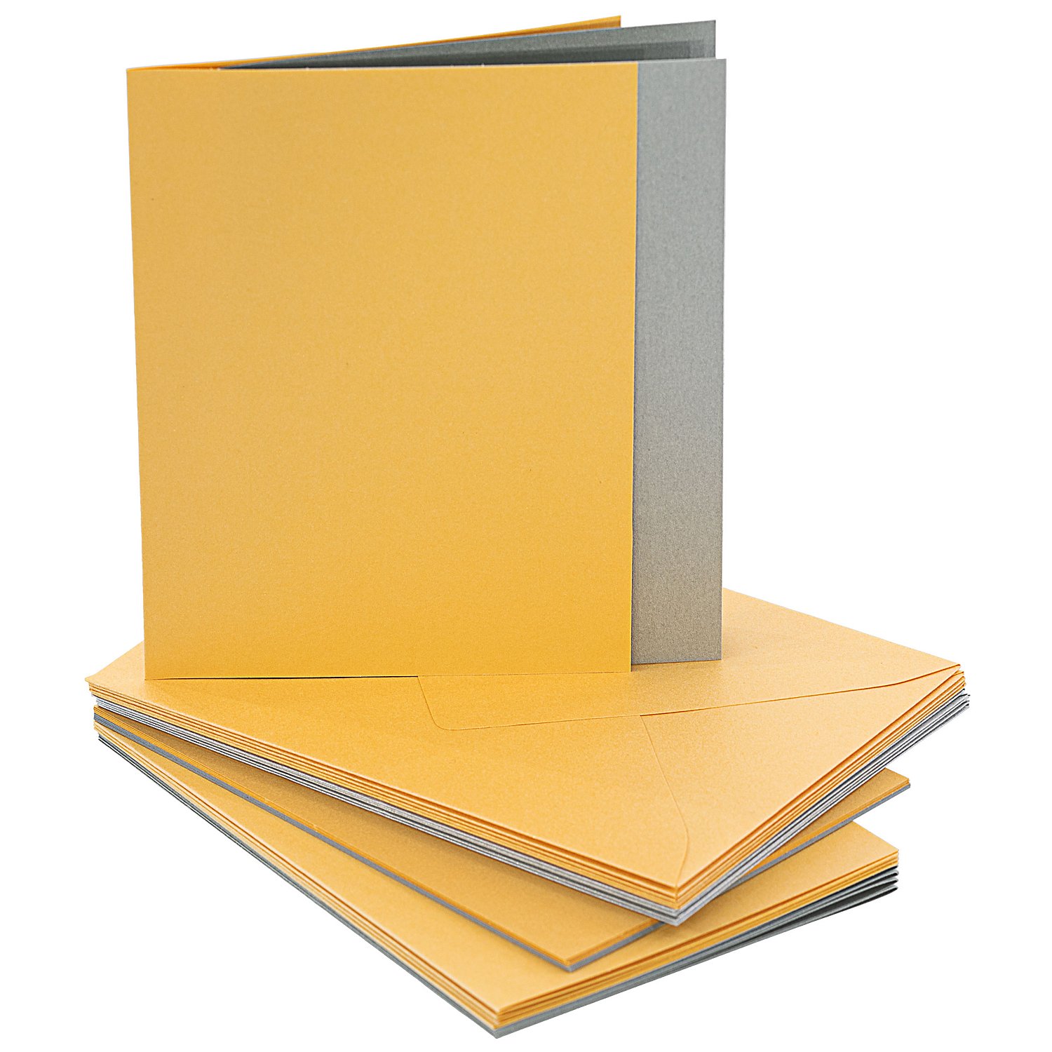 Doppelkarten mit Einleger und Hüllen, gold-silber, A6, je 5 Stück