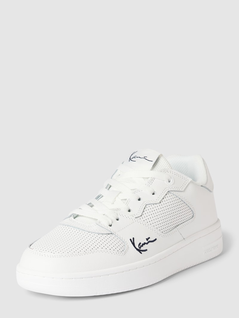 Sneaker aus Leder mit Label-Details Modell 'Classic' in weiss