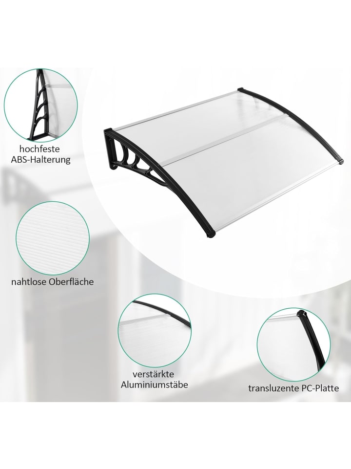 COSTWAY Vordach für Haustür 122x99cm in Transparent günstig kaufen onesize