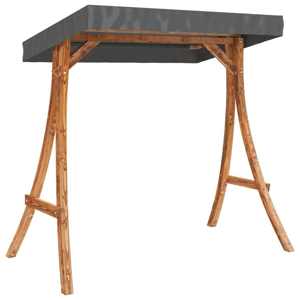 vidaXL Hollywoodschaukel Schaukelgestell mit Dach Anthrazit Bugholz mit Teak-Finish Holz