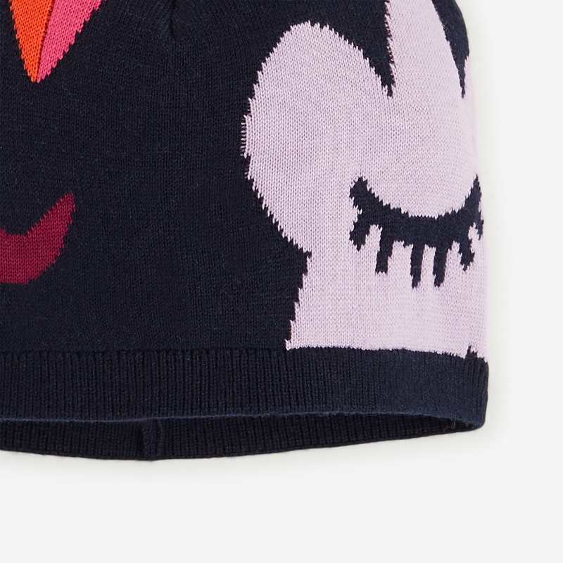 Bonnet imprimés fille bleu marine en tricot Catimini