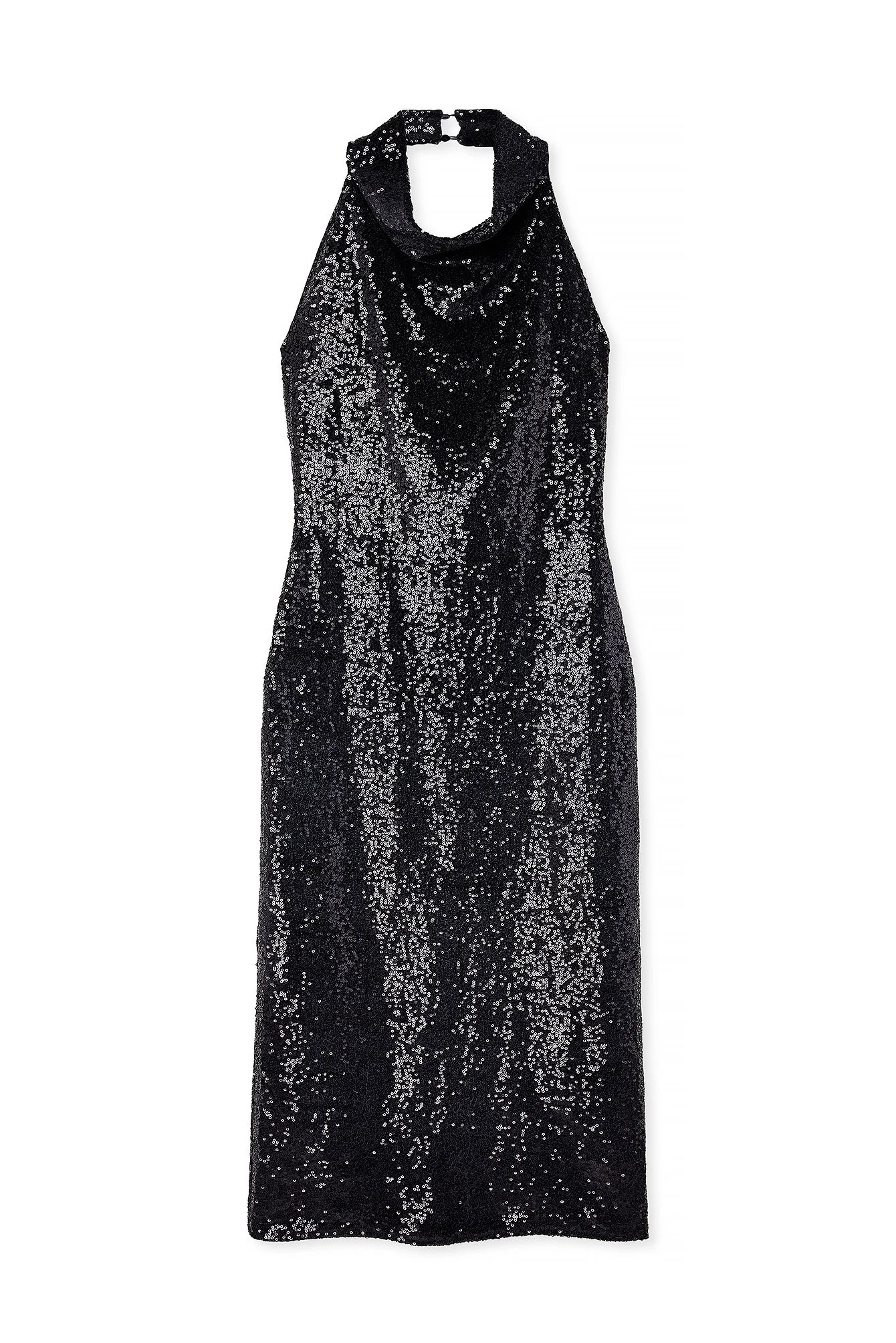 Paillette midikleid mit Trichterausschnitt und offenem Rücken