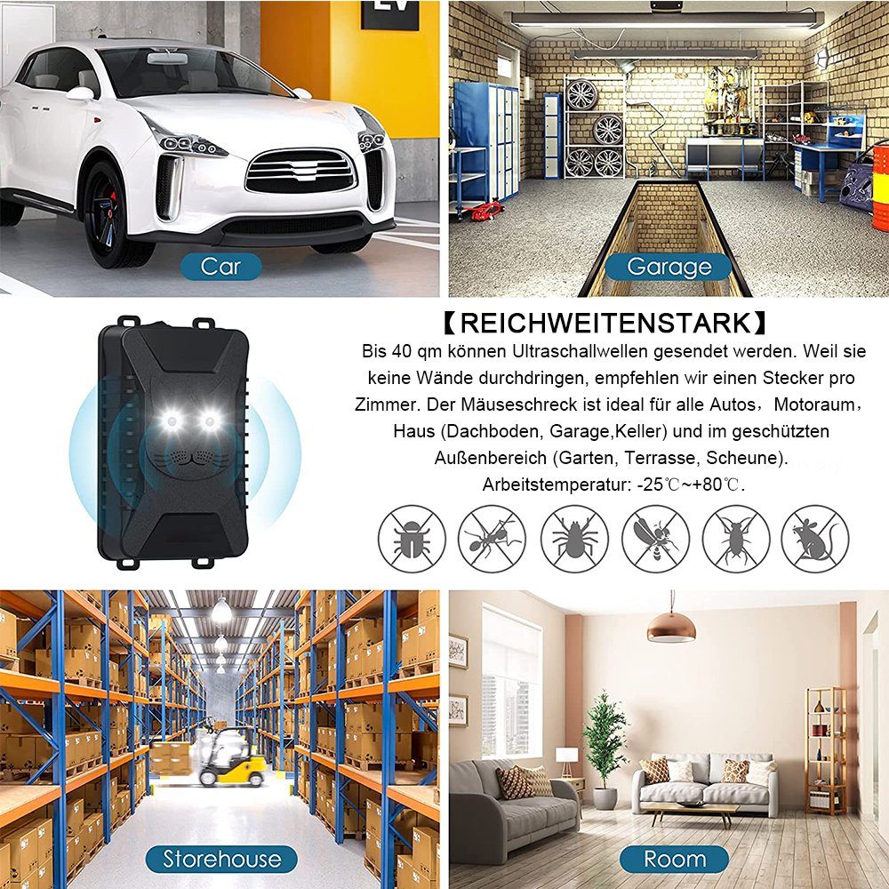 XIIW Ultraschall-Tierabwehr DC 5-12V Ultraschall Marderschutz Auto Marderschreck Marderabwehr, 18-36kHz 0.1W Schwarz